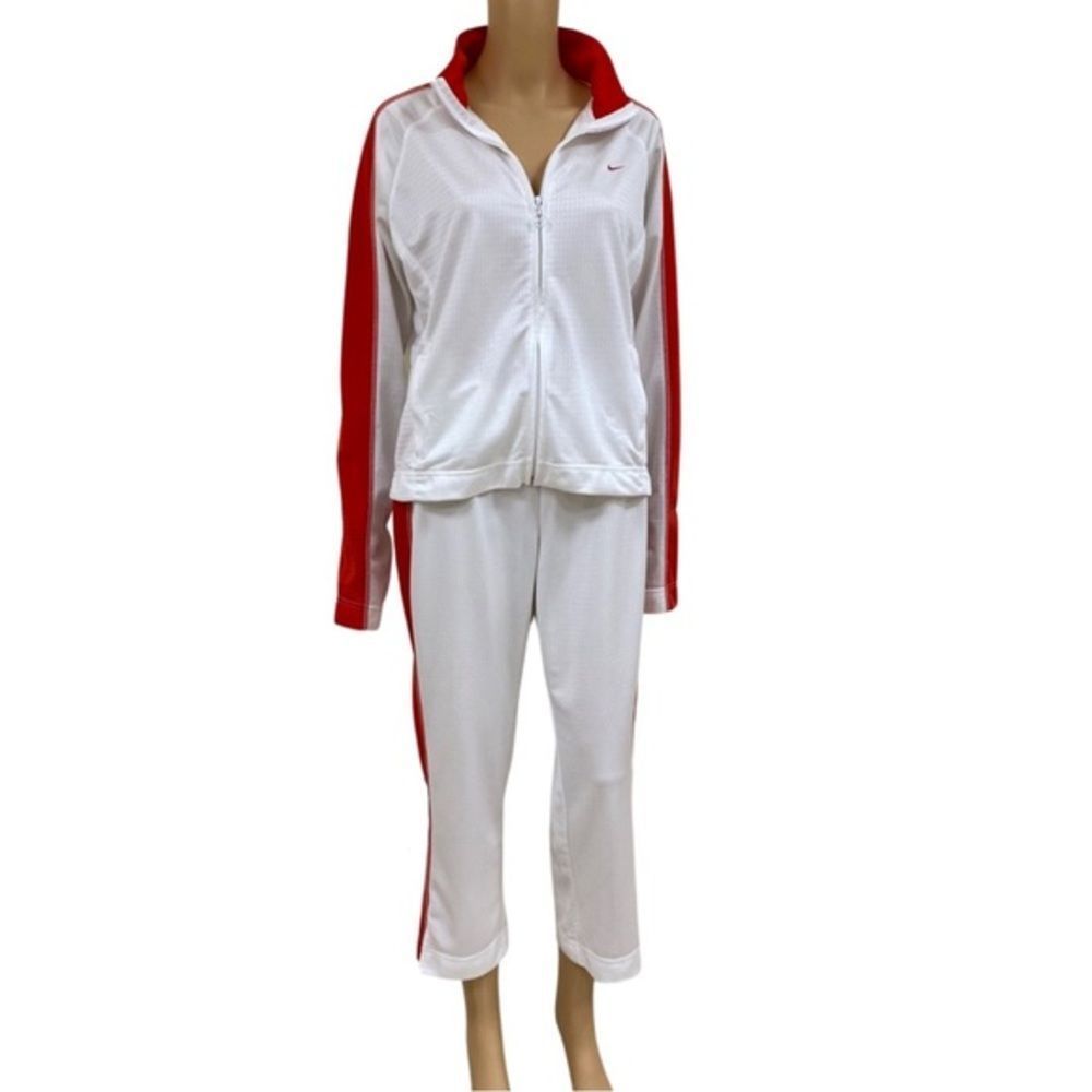 NIKE Authentic Vintage Track Suit White & Red/Orange - Size‎ Large